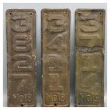 Pair of 1918 & 1 1919 MO Vertical License Plates
