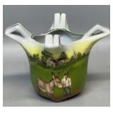 Unusual Royal Bayreuth Toothpick W/ Boy & Donkey