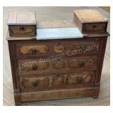 Victorian Walnut Dresser Base w/ Glove Box Top