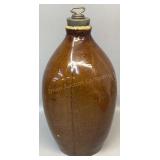 Unusual 12in 3 Sided Brown Crock Jug
