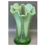 7in Green Opalescent Vase