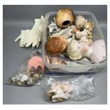 Tote of Porcelain Doll Parts Some Damaged