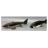 Pair of Wooden Fishing Decoy Lures 6&7in