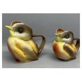 Pair of Royal Bayreuth Bird Creamers 4 & 5in Tall