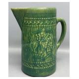 Grape Cluster Green Crock Pitcher 8in
