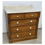 Marble Top 5 Drawer Dresser