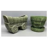 Shawnee Covered Wagon & Cracked McCoy Planter