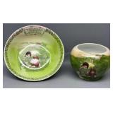 2 Pieces Royal Bayreuth Jack & Jill - Bowl is 6in
