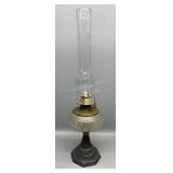Cast Iron Base Oil Lamp 21in Tall