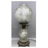 Gone With The Wind White Rose Frosted Glass Lamp