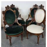 4 Fancy Victorian Chairs - Nice Upholstery