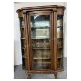 Oak Claw Foot Curved Glass China Cabinet