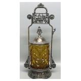 Amber Glass Pickle Castor Daisy & Button V