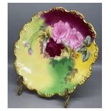 Limoges Hand Painted Roses Plate Artist Signed