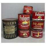 Folgers Old Judge & Hills Bros Coffee Cans
