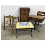 School Desk Modern Seat & Wicker Bin Shelf