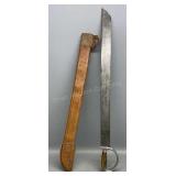 23in Long Sword With Leather Sheath