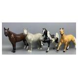 4 Black Horse Ranch Horses 8in Tall