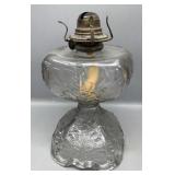 Large Pattern Glass Oil Lamp