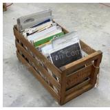Fruit Crate Full of Assorted Records & Magazines