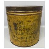 Old Fancy Tea Tin Canister  8 1/2in Tall