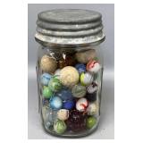 Pint Jar w/ Clay & Other Marbles