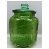 Planters Mr Peanut Green Glass Canister Jar 12in
