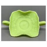 Fenton Green Custard Butterfly Double Handled