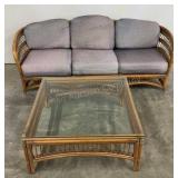 Ratan Sunroom Sofa and Coffee Table