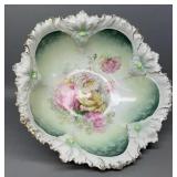 RS Prussia Pink Rose Ruffled Edge Bowl