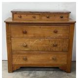 Marble Top Walnut Dresser With Full Glove Box