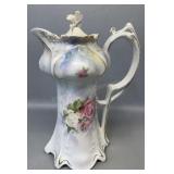 9in RSP Chocolate Pot w/ Roses and Satin Finish