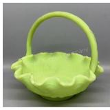 Fenton Green Custard Persian Medallion Basket 7in