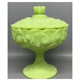 Fenton Water Lily Lidded Compote 7in Tall