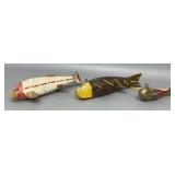 3 Wooden Fishing Decoy Lures