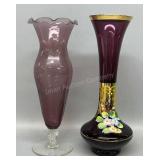 Pair of Purple Glass Vases