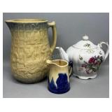 Pair of Chipped/Cracked Crock Pitchers & Musical