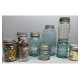 Group of Mason & Ball Jars Few Have Spools &