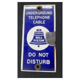 Bell System Telephone Porcelain Sign 3 1/2in x7