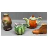 Royal Bayreuth Chipped Creamer, Boot and Vase