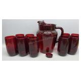 10PC Ruby Glass Water Set