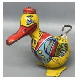 J. chein Wind Up Tin Duck Toy 3 1/2in Tall,