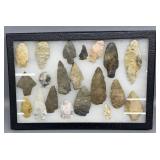 Riker Case Full of Assorted Indian Artifacts