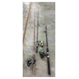 3 Open Face Fishing Poles - Daiwa, Shakespeare