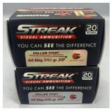 2x streak visual 44 mag 20rds/box