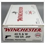 Winchester 40 S&W 50 Rds/Box 180Gr JHP
