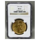 1910 $20 Liberty Gold Piece Graded MS63