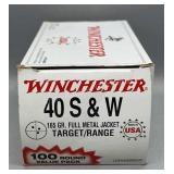 Winchester 40 S&W 100 Rds/Box 165Gr FMJ