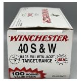 Winchester 40 S&W 100 Rds/Box 165 Gr FMJ
