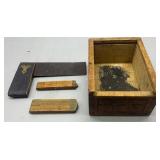 Antique ammo box and measuring tools